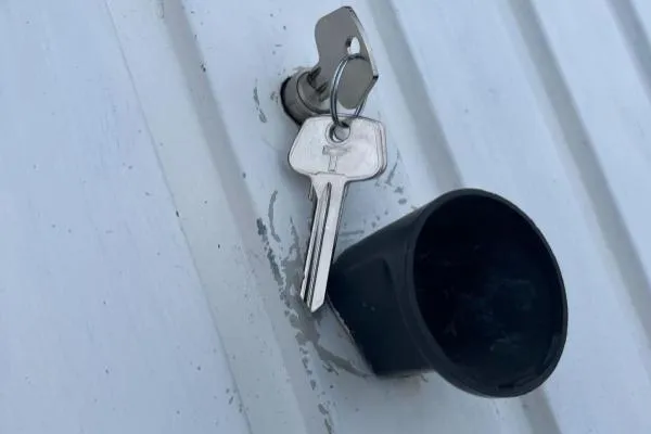Keys in a newly changed door lock in Irthlingborough.