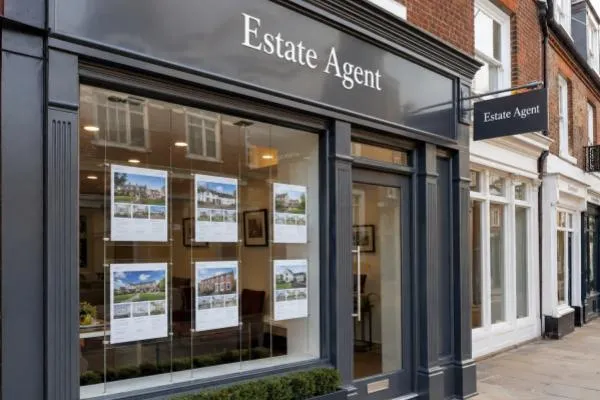British estate agent office representing locksmith services for landlords and letting agents.