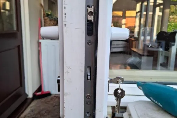 Multipoint locking mechanism repaired on a uPVC door in Higham Ferrers.