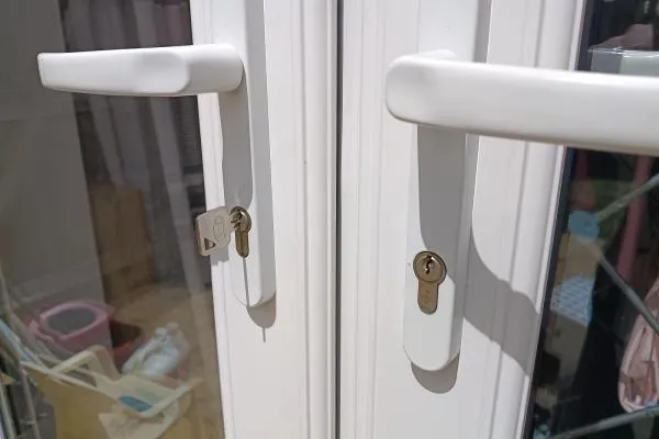 Replacement locks fitted to a pair of uPVC patio doors in Irthlingborough.