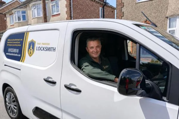 Janos from The Parish Locksmith in his branded locksmith van