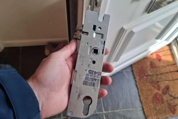 Multipoint locking mechanism removed from a uPVC door in Irthlingborough.