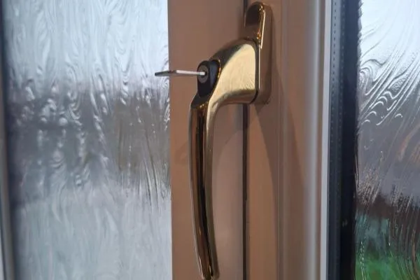 Locking uPVC window handle repaired in Irthlingborough.