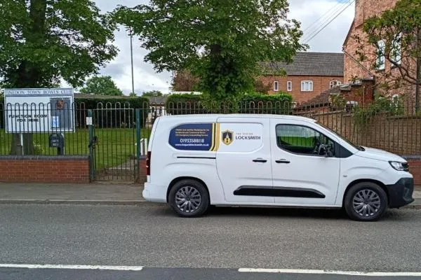 The Parish Locksmith service van parked outside Finedon Bowls Club