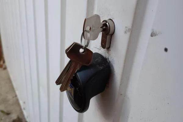 Replacement door cylinder with keys fitted during a lock change in Finedon